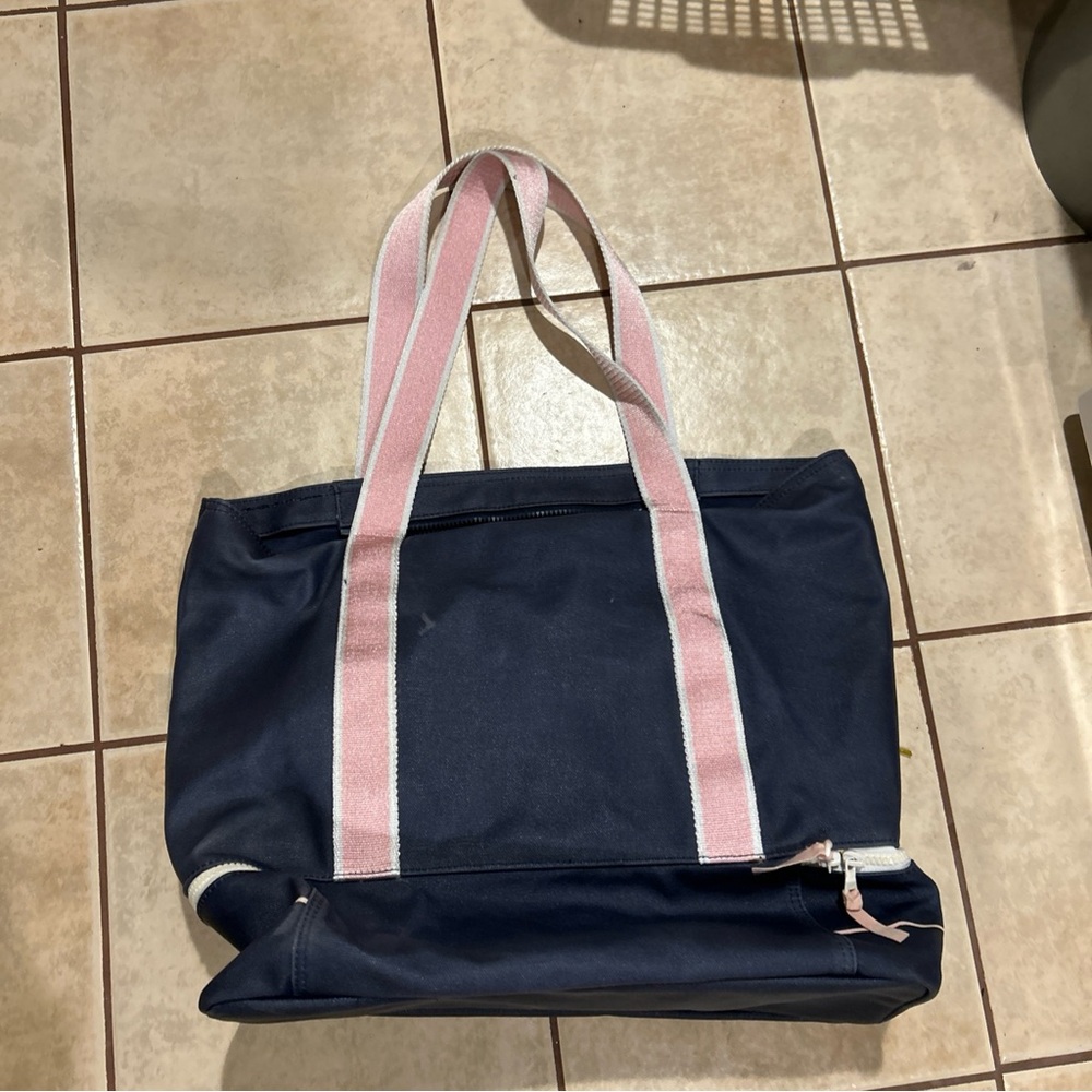 Vineyard Vines for Target Whale Line Beach Picnic Bag large Tote navy Blue pink - Picture 4 of 11
